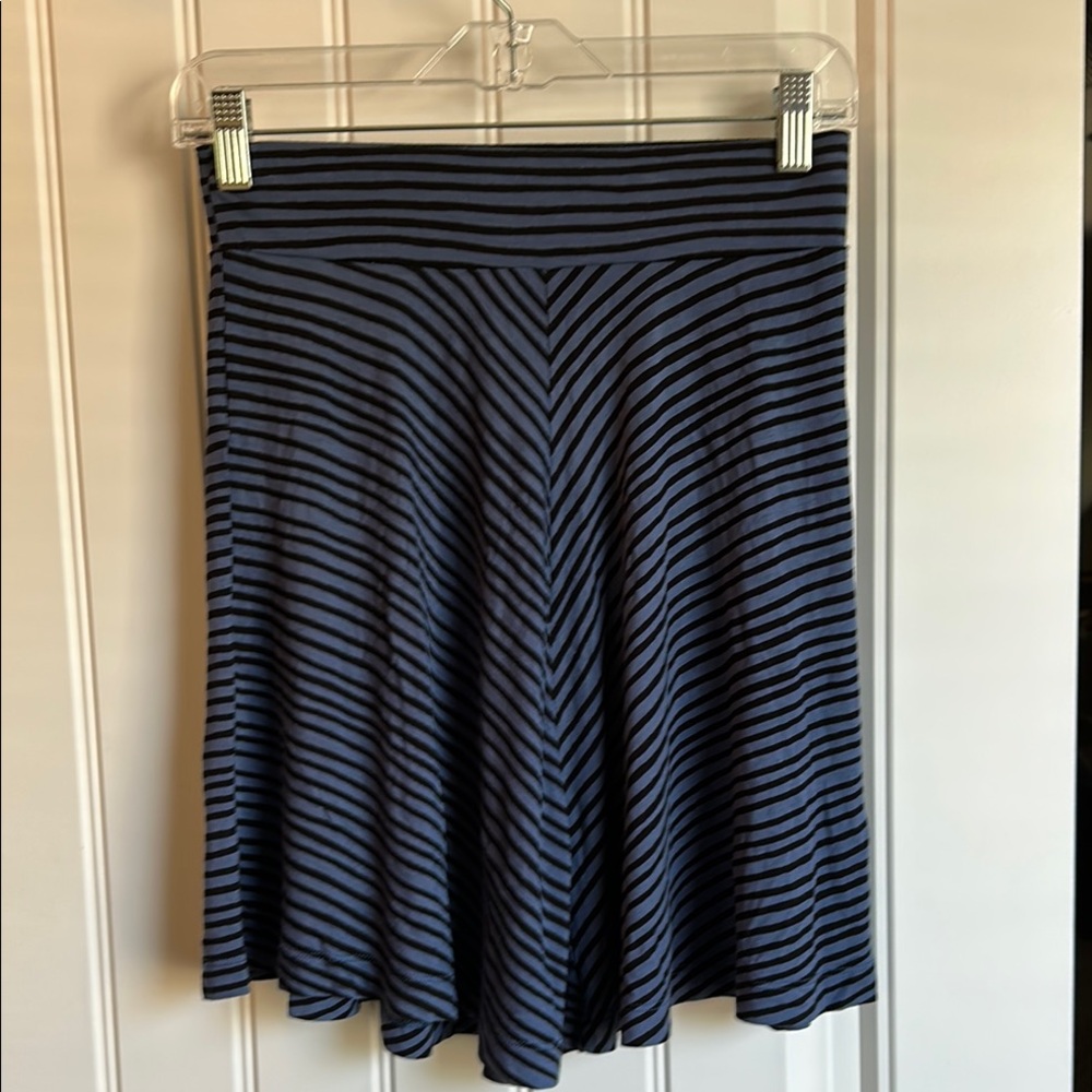 LOFT Blue and Gray A-Line Knee-Length Skirt